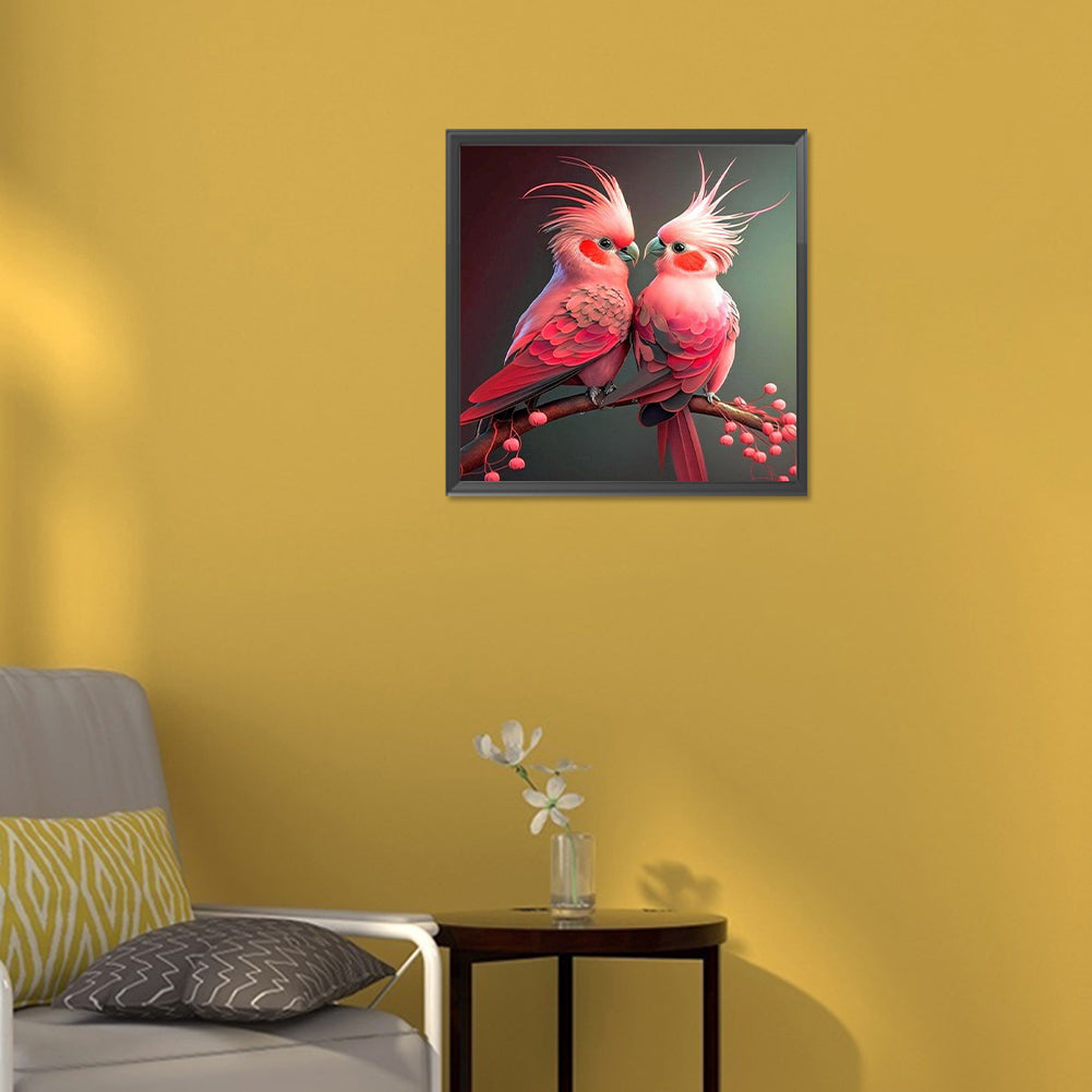 Pink Parrot - Full Round Drill Diamond Painting 30*30CM