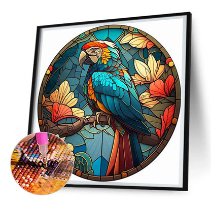 Round Plate Glass Painting Parrot - Full Round Drill Diamond Painting 30*30CM