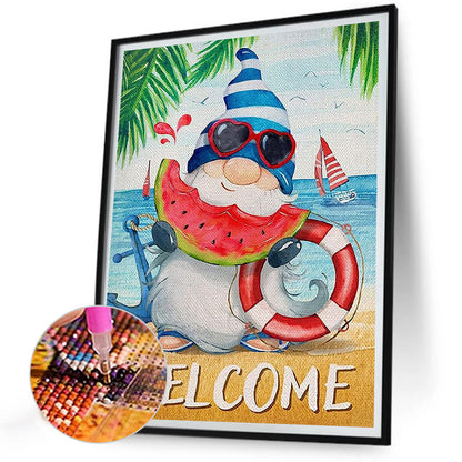Beach Gnome - Full Round Drill Diamond Painting 30*40CM