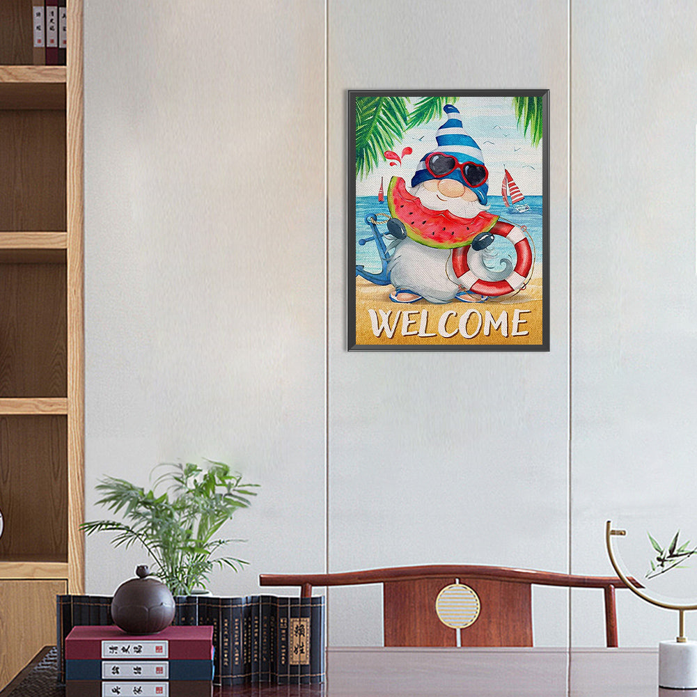 Beach Gnome - Full Round Drill Diamond Painting 30*40CM