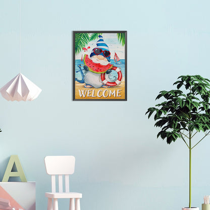 Beach Gnome - Full Round Drill Diamond Painting 30*40CM