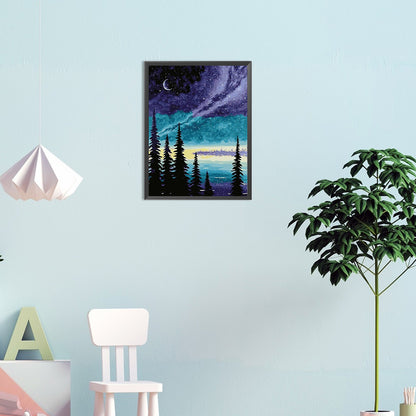 Woods Starry Night - Full Round Drill Diamond Painting 30*40CM