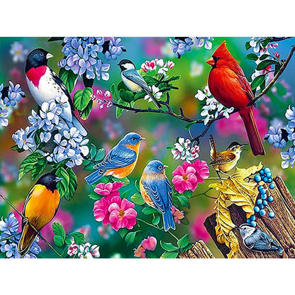 Birdsong Cardinal Bluebird - Full Square Drill Diamond Painting 40*30CM