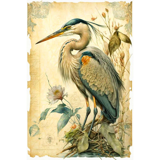 Wild Heron Bird - Full Round Drill Diamond Painting 40*60CM