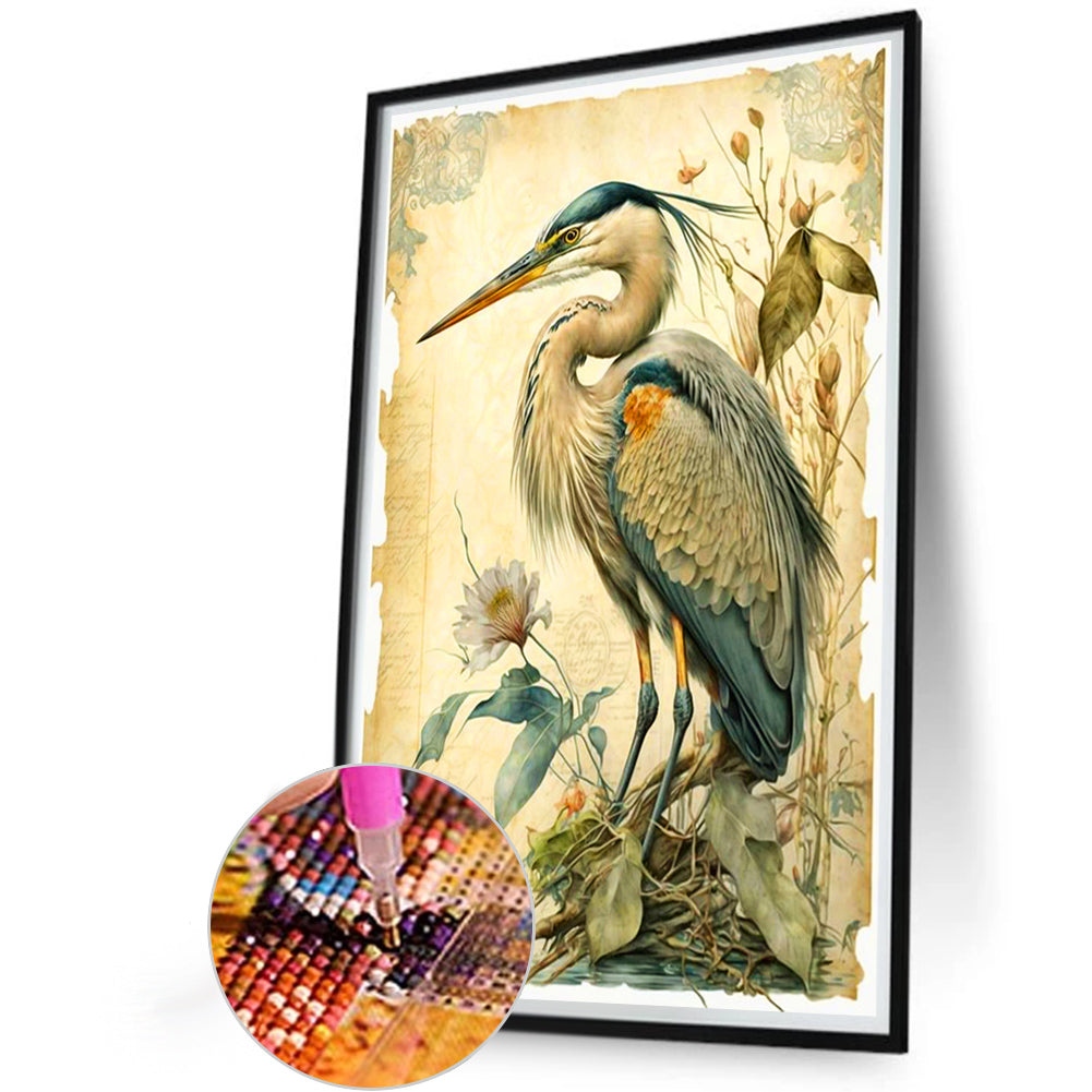 Wild Heron Bird - Full Round Drill Diamond Painting 40*60CM