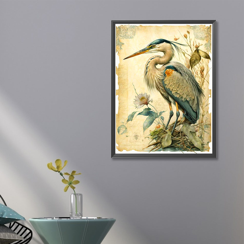 Wild Heron Bird - Full Round Drill Diamond Painting 40*60CM