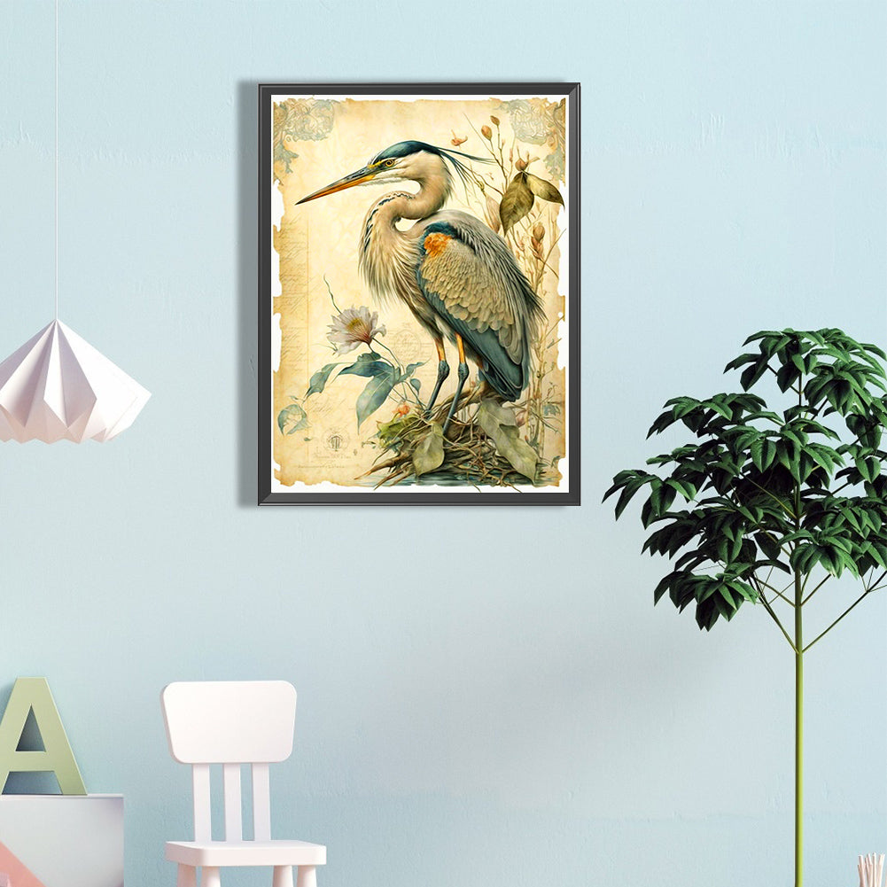 Wild Heron Bird - Full Round Drill Diamond Painting 40*60CM