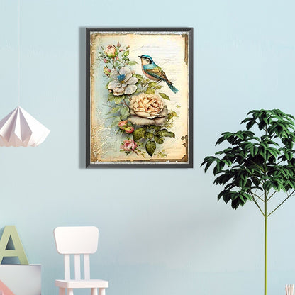 Bird On Flower - Full Round Drill Diamond Painting 40*60CM