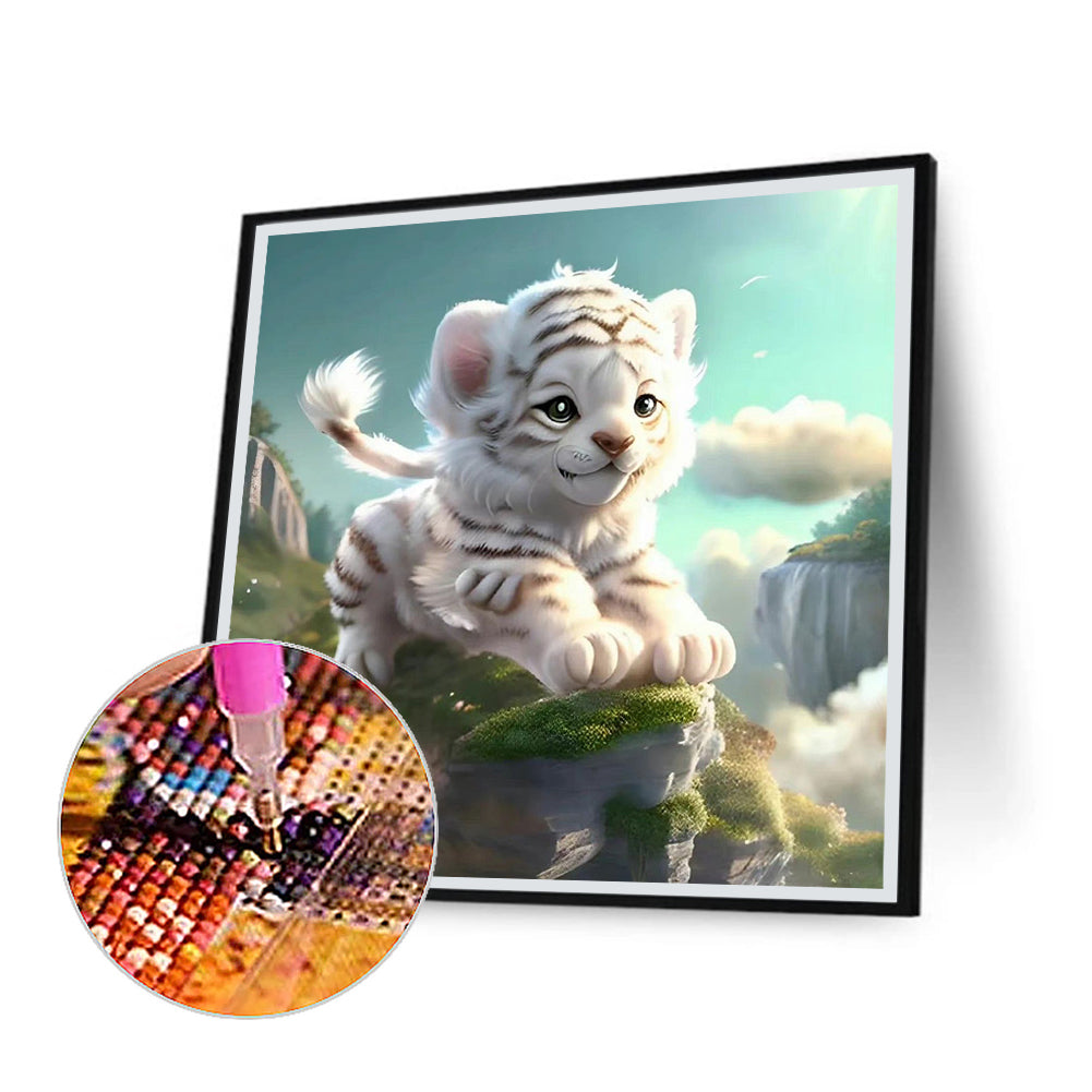 Little White Tiger - Full Round Drill Diamond Painting 30*30CM