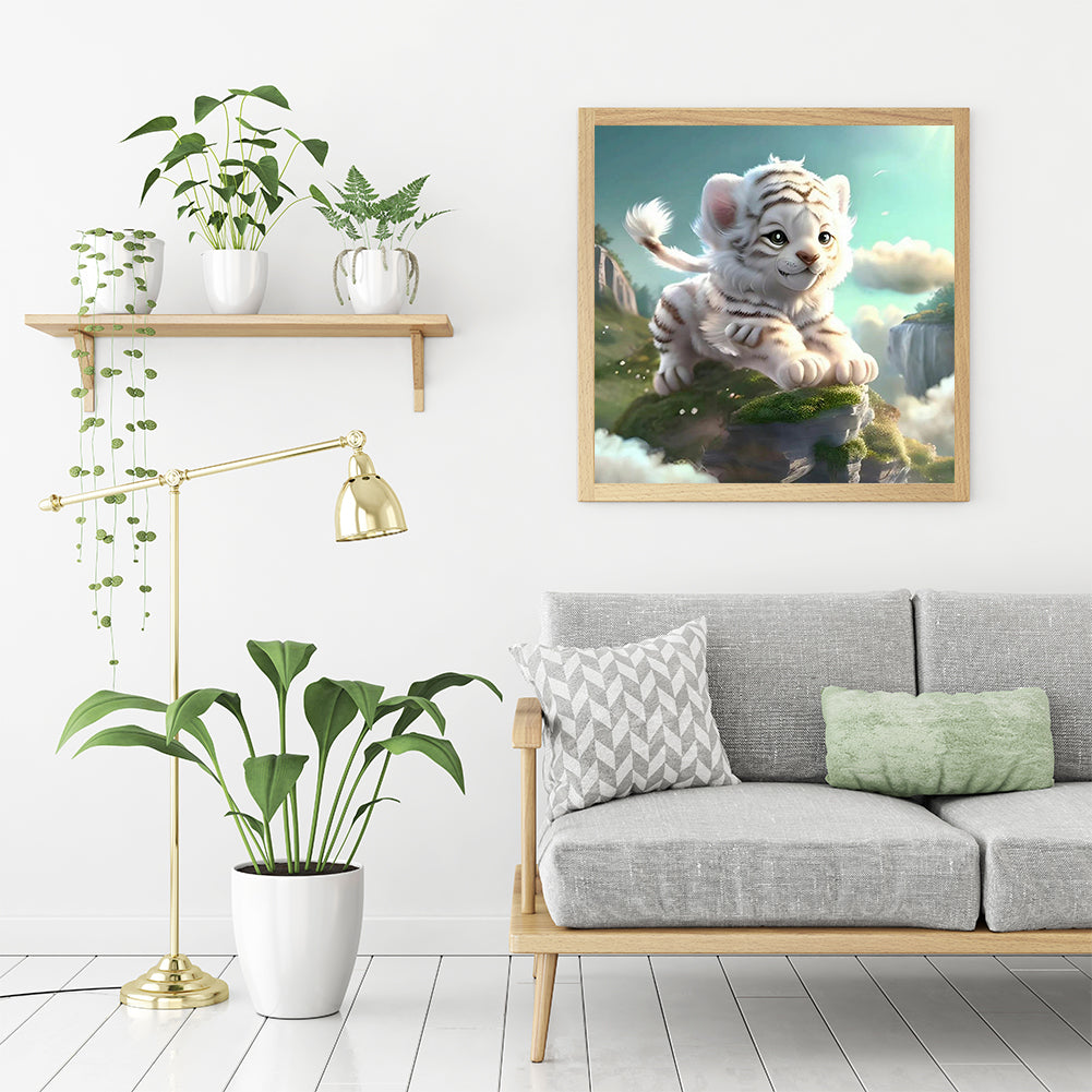 Little White Tiger - Full Round Drill Diamond Painting 30*30CM