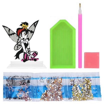 DIY Crystal Diamond Ornament Handmade Big Eyes Winged Doll Round Drill Kids Gift