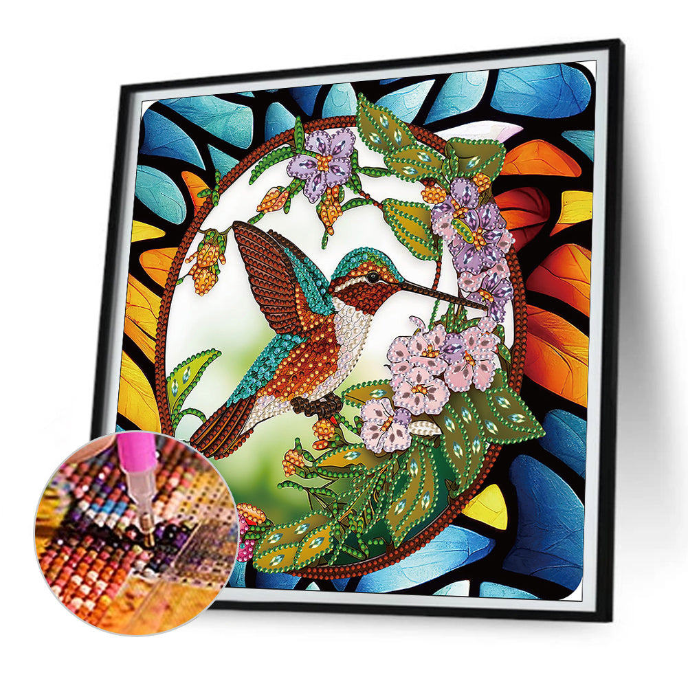 Hummingbird Glass Painting - Special Shaped Drill Diamond Painting 30*30CM