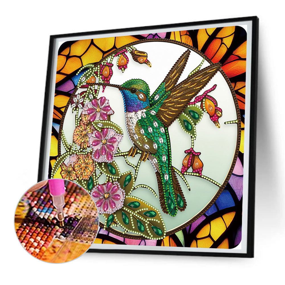 Hummingbird Glass Painting - Special Shaped Drill Diamond Painting 30*30CM