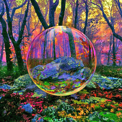 Water Drop Forest Magnifying Glass - Full Round Drill Diamond Painting 30*30CM