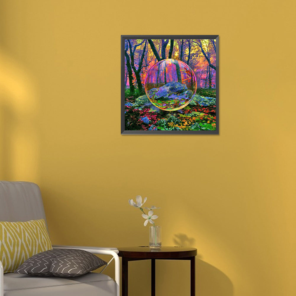 Water Drop Forest Magnifying Glass - Full Round Drill Diamond Painting 30*30CM