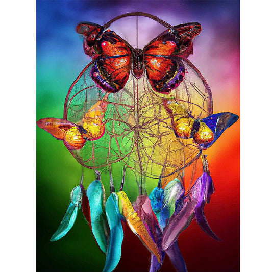 Butterfly Dream Catcher - Full Round Drill Diamond Painting 30*40CM