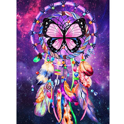 Butterfly Dream Catcher - Full Round Drill Diamond Painting 30*40CM