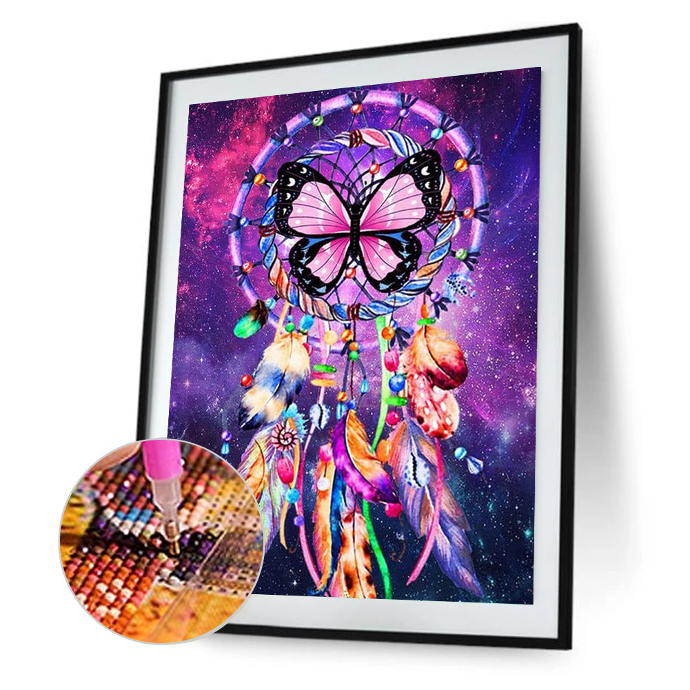 Butterfly Dream Catcher - Full Round Drill Diamond Painting 30*40CM