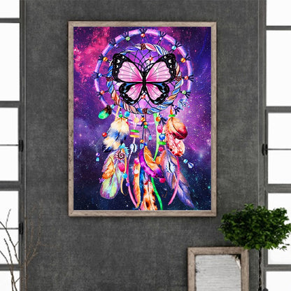 Butterfly Dream Catcher - Full Round Drill Diamond Painting 30*40CM