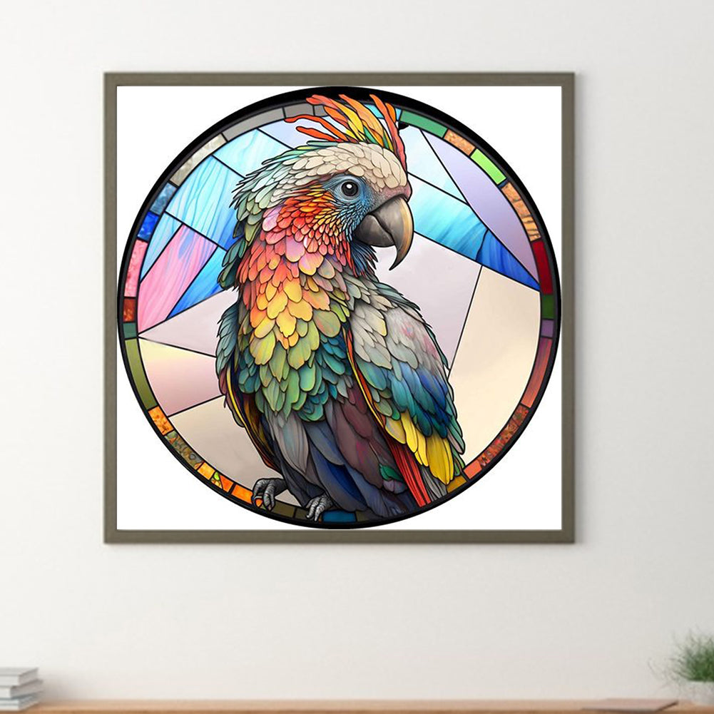 Round Plate Glass Painting Parrot - Full Round Drill Diamond Painting 30*30CM