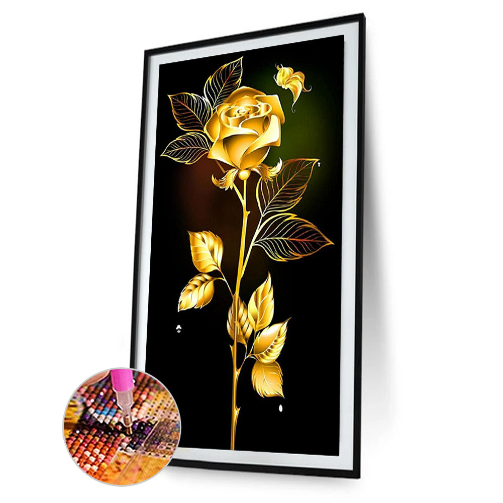 Golden Romantic Rose - Full Round Drill Diamond Painting 40*60CM