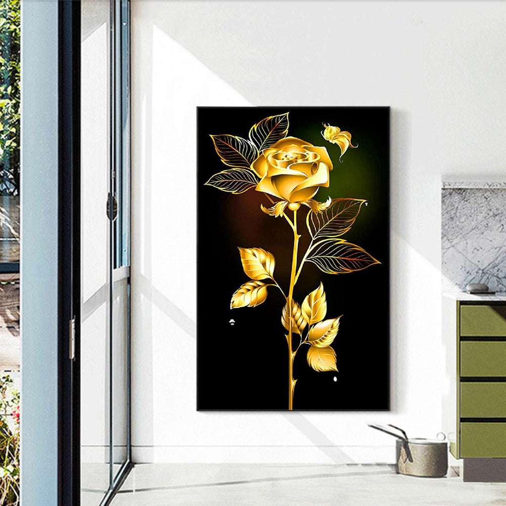 Golden Romantic Rose - Full Round Drill Diamond Painting 40*60CM