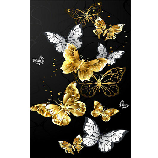 Golden Romantic Butterfly - Full Round Drill Diamond Painting 40*60CM