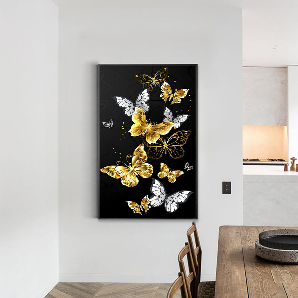 Golden Romantic Butterfly - Full Round Drill Diamond Painting 40*60CM