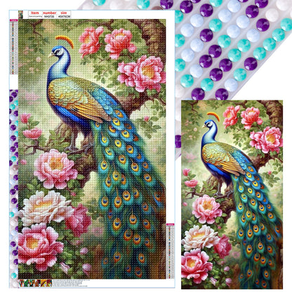Peony Peacock - Full Round Drill Diamond Painting 45*75CM