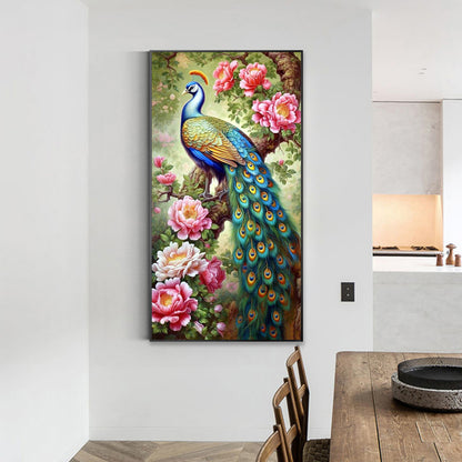 Peony Peacock - Full Round Drill Diamond Painting 45*75CM