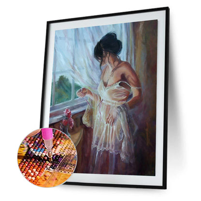 Oil Painting Beauty - Full Round Drill Diamond Painting 30*40CM