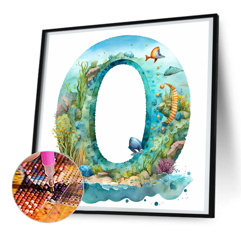 Blue Ocean Love Calligraphy And Painting - Full Round Drill Diamond Painting 30*30CM