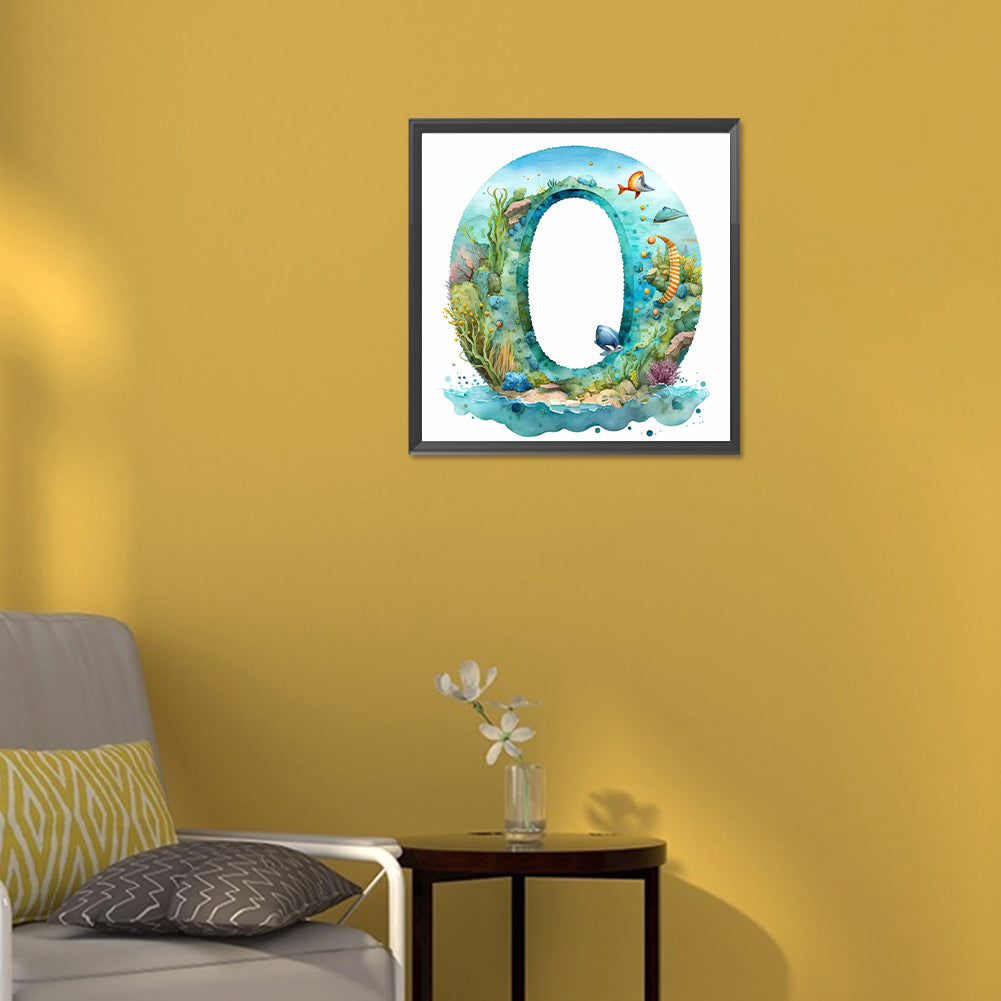 Blue Ocean Love Calligraphy And Painting - Full Round Drill Diamond Painting 30*30CM