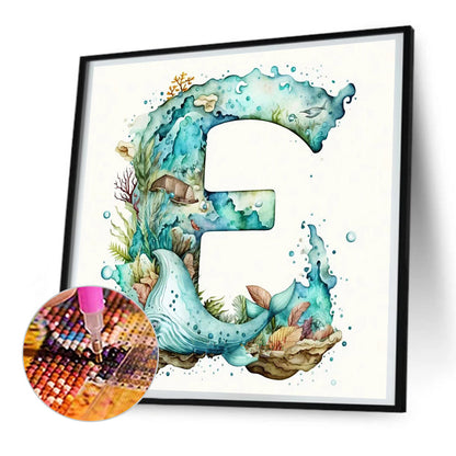 Blue Ocean Love Calligraphy And Painting - Full Round Drill Diamond Painting 30*30CM