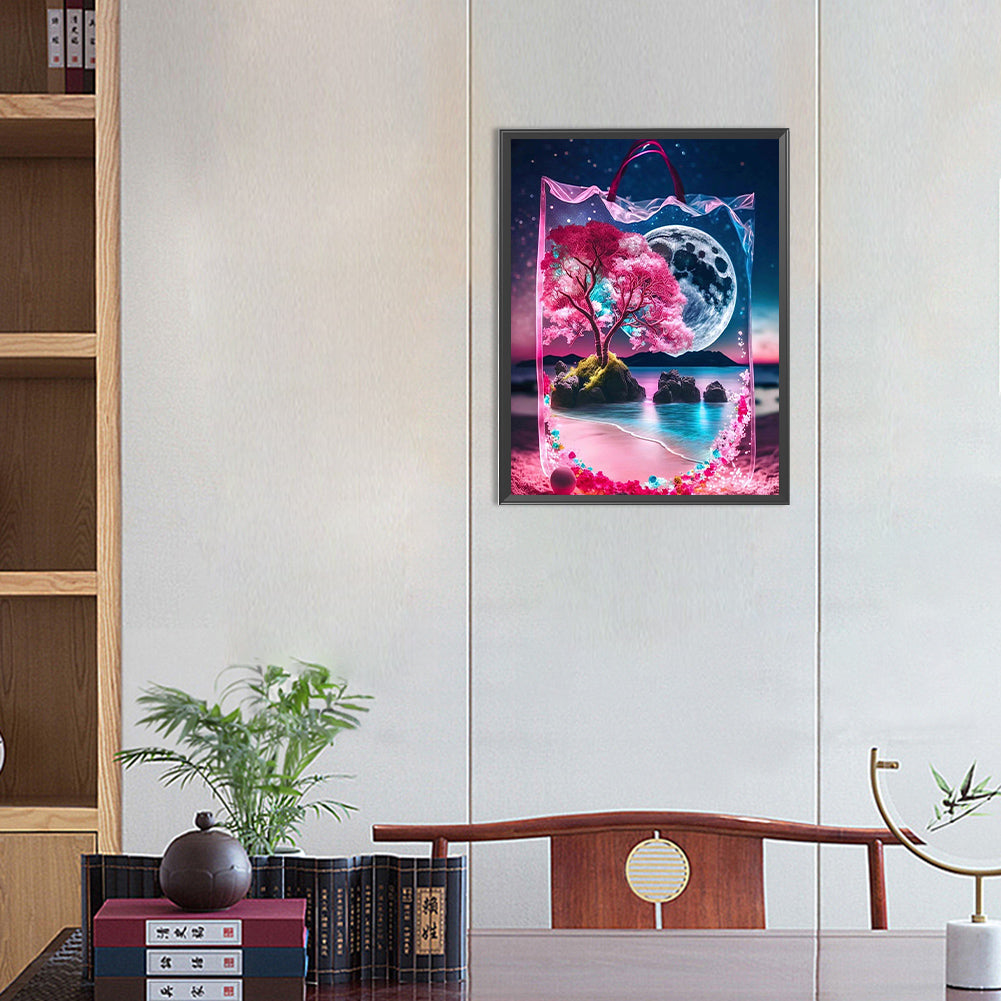 Peach Blossom Moon In The Bag - Full Round Drill Diamond Painting 30*40CM