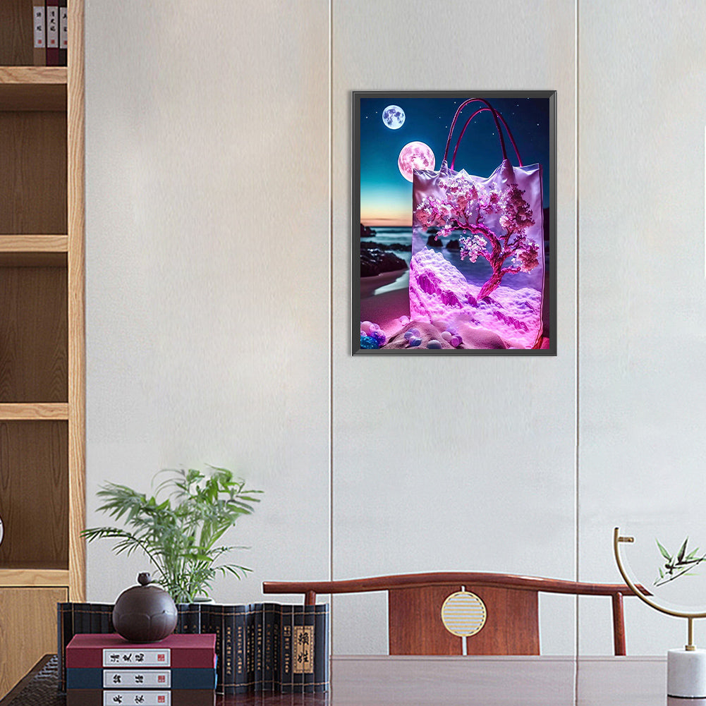 Peach Blossom Moon In The Bag - Full Round Drill Diamond Painting 30*40CM