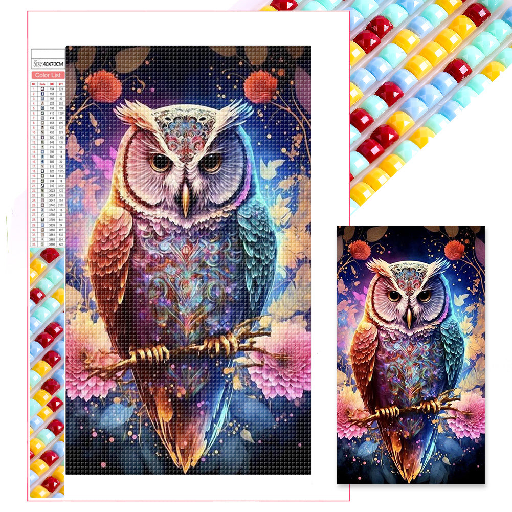 Owl Standing On Branch - Full Square Drill Diamond Painting 40*70CM