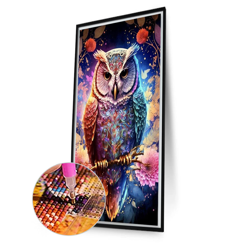 Owl Standing On Branch - Full Square Drill Diamond Painting 40*70CM