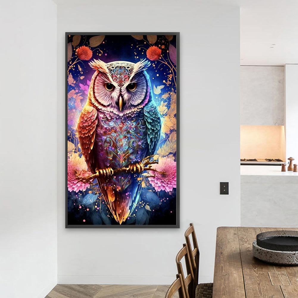 Owl Standing On Branch - Full Square Drill Diamond Painting 40*70CM