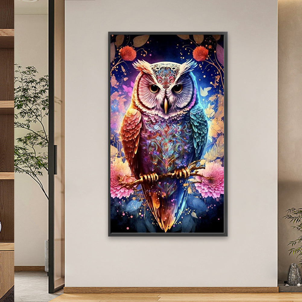 Owl Standing On Branch - Full Square Drill Diamond Painting 40*70CM