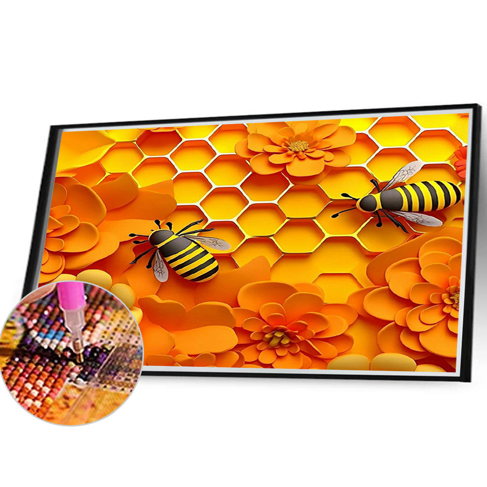 Embossed 3D Bee - Full Round Drill Diamond Painting 40*30CM