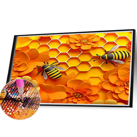 Embossed 3D Bee - Full Round Drill Diamond Painting 40*30CM