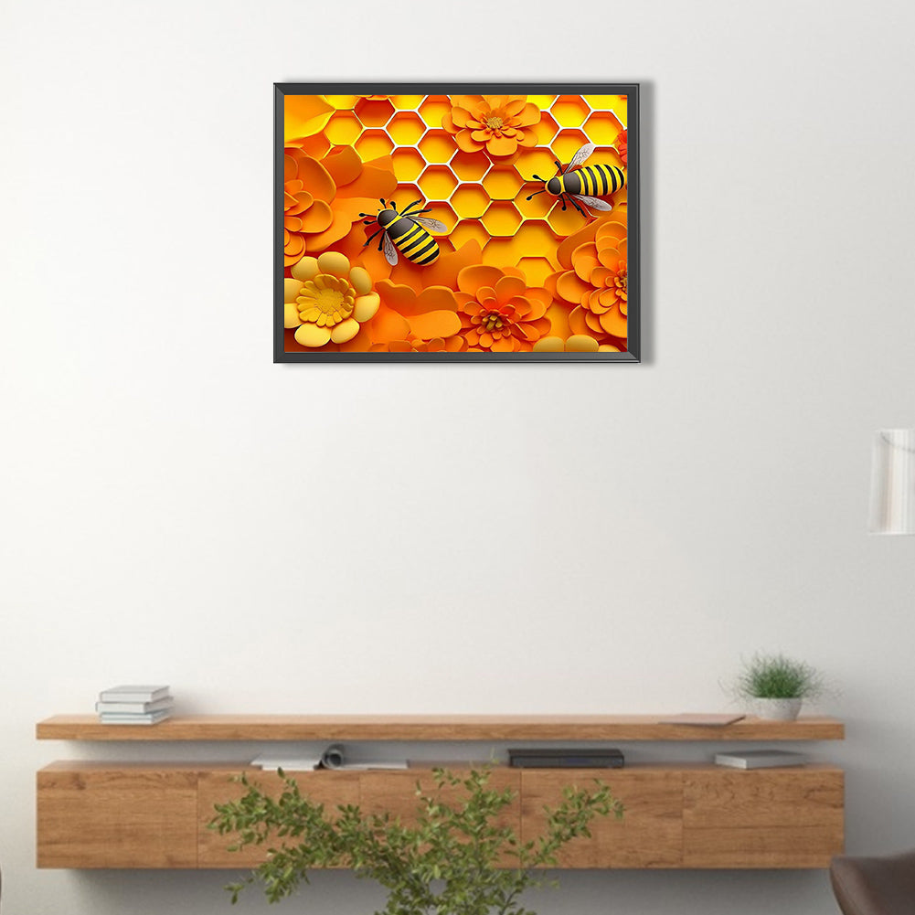 Embossed 3D Bee - Full Round Drill Diamond Painting 40*30CM