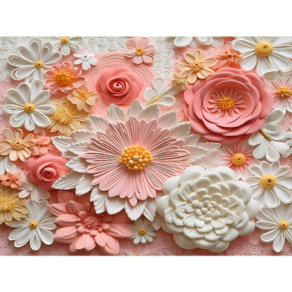 Embossed 3D Pink Flower - Full Round Drill Diamond Painting 40*30CM
