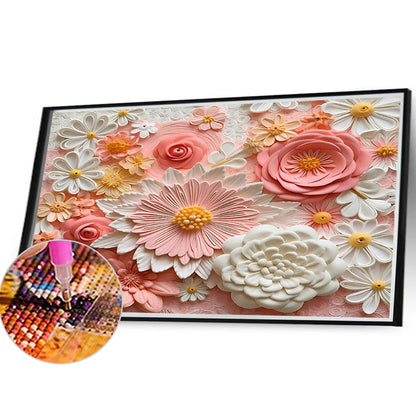 Embossed 3D Pink Flower - Full Round Drill Diamond Painting 40*30CM
