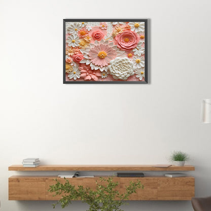 Embossed 3D Pink Flower - Full Round Drill Diamond Painting 40*30CM