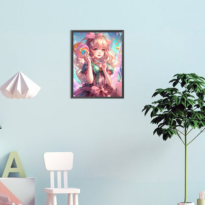 Candy Manga Girl - Full Round Drill Diamond Painting 30*40CM