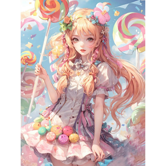 Candy Manga Girl - Full Round Drill Diamond Painting 30*40CM