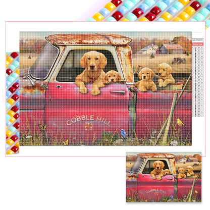 Dog Truck - Full Square Drill Diamond Painting 20*30CM