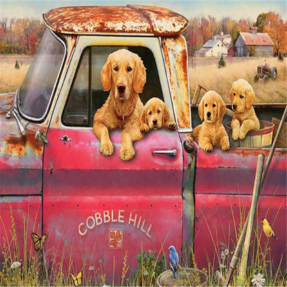 Dog Truck - Full Square Drill Diamond Painting 20*30CM